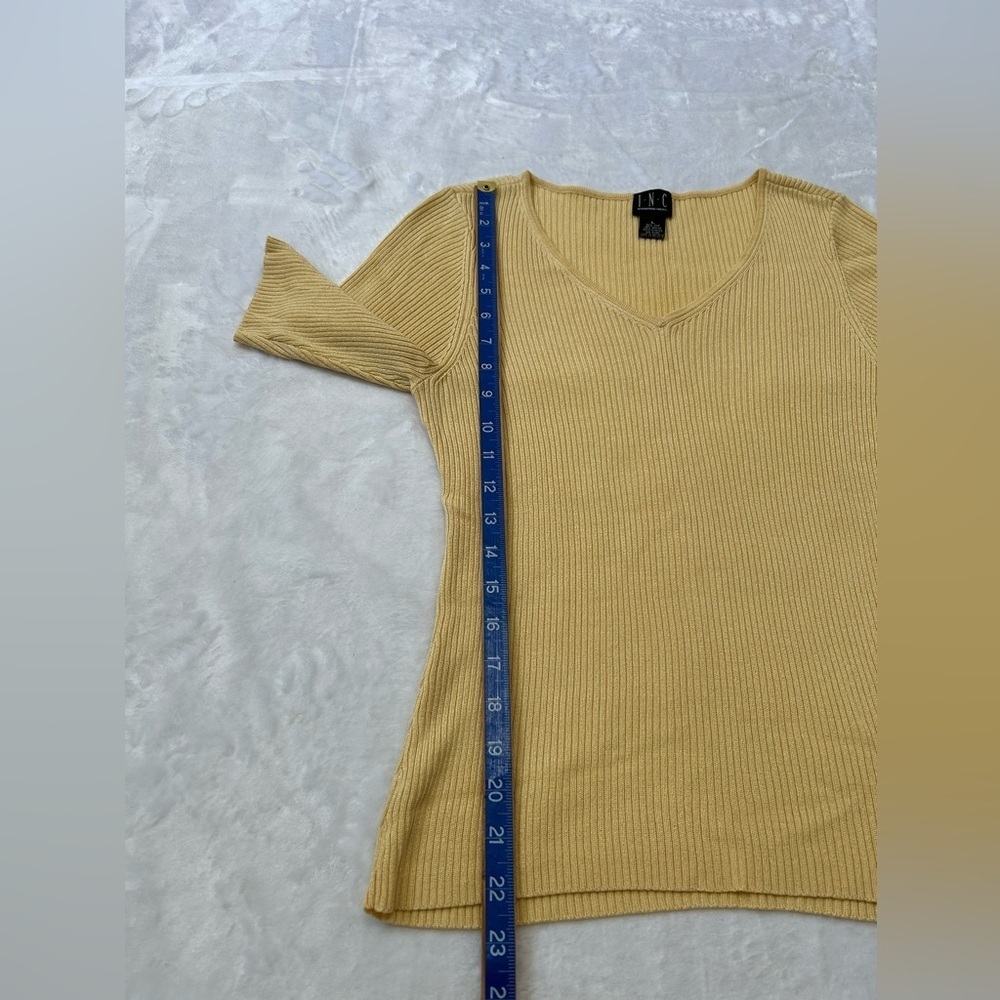 I•N•C International Concepts Yellow Ribbed Blouse - Picture 4 of 5